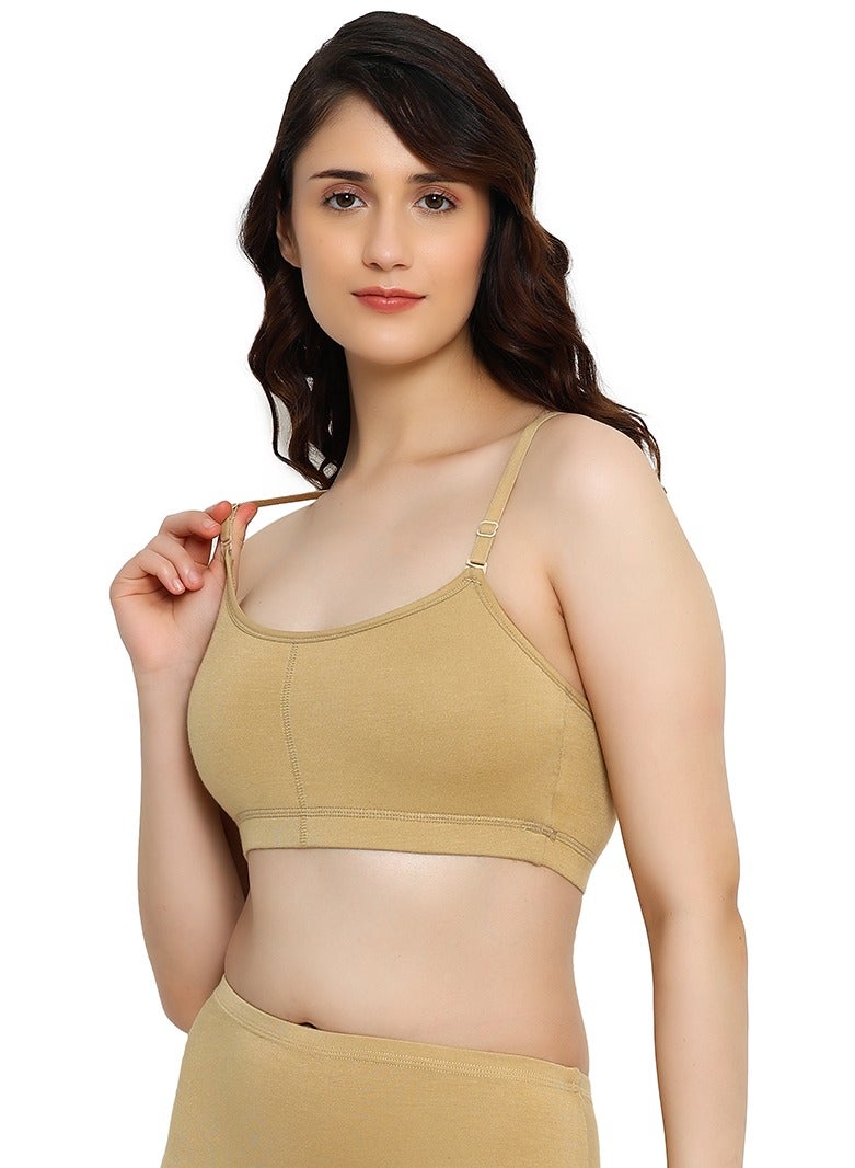 راجني حمالة صدر نسائية للبنات والمراهقات مصنوعة من الليكرا فائقة النعومة ومسامية وقابلة للإزالة وأكواب مصبوبة وتغطية كاملة وسهلة الارتداء، عبوة من قطعتين - Image 2