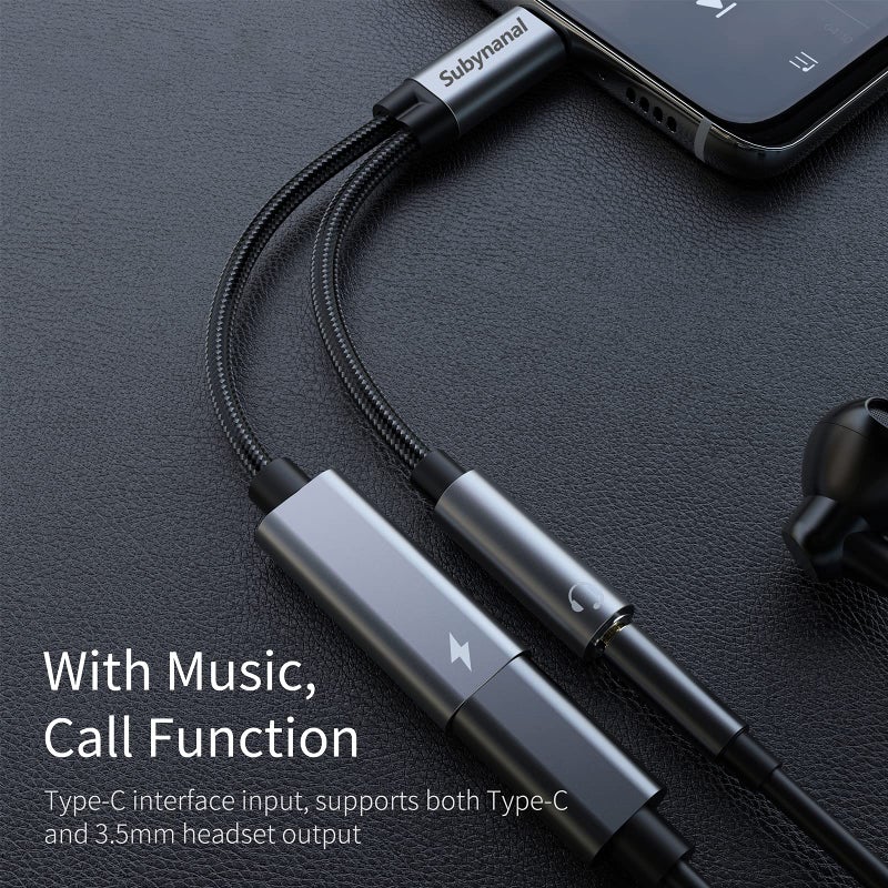 Subynanal USB c to 3.5mm Headphone and Charger Adapter,2 in-1 USB C PD 3.0 Charging Port to Aux Audio Jack and Fast Charging Dongle Cable Cord for iPhone 17 Iphone16, iPhone 15, Galaxy (Gray) - Image 4