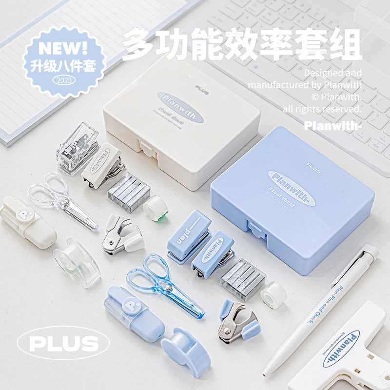 Planwh Upgraded Multi-Tool Set with Stapler, Scissors, Marker, Hole Puncher, Staple Remover, Portable Tool Box - Image 2