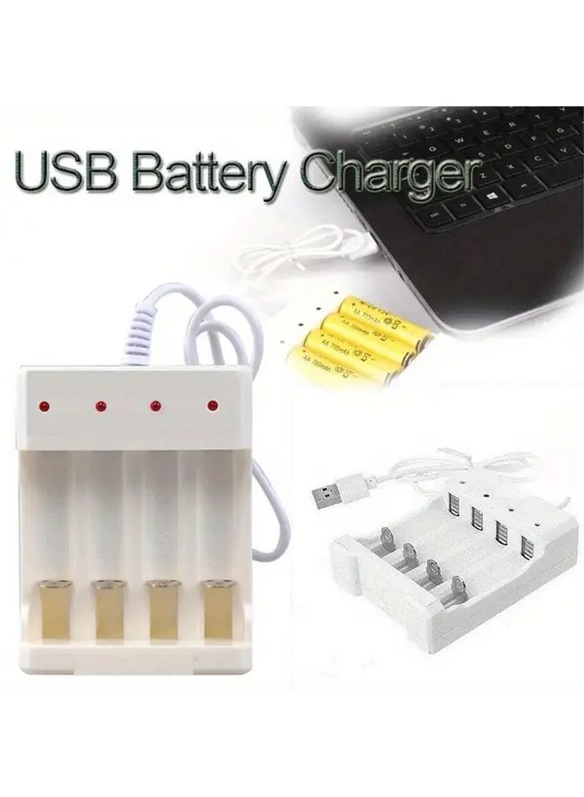 4 فتحة شاحن بطاريات USB AA AAA مع مؤشر LED وحماية من الدوائر القصيرة - Image 2