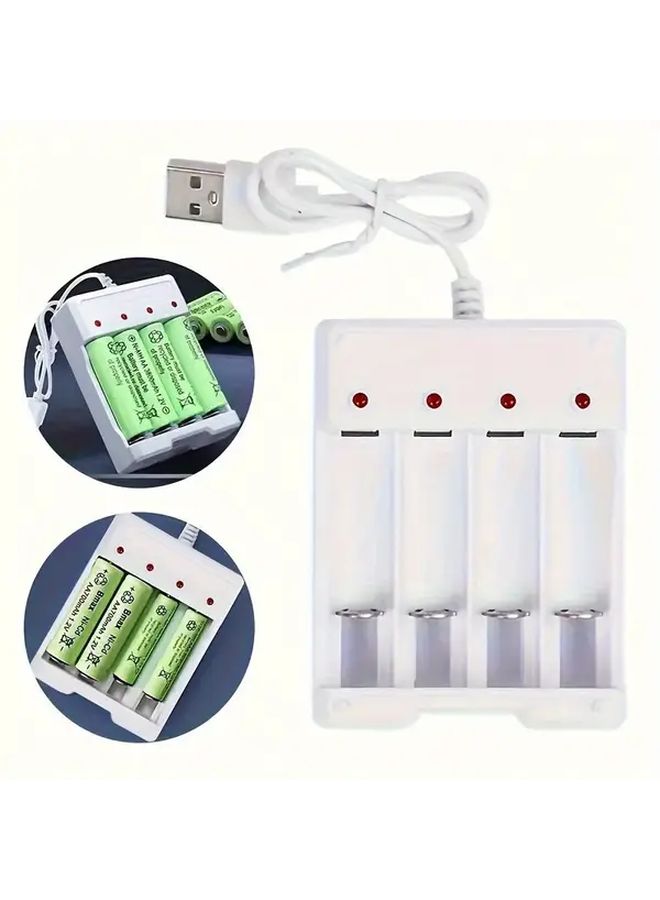 4 فتحة شاحن بطاريات USB AA AAA مع مؤشر LED وحماية من الدوائر القصيرة - Image 3