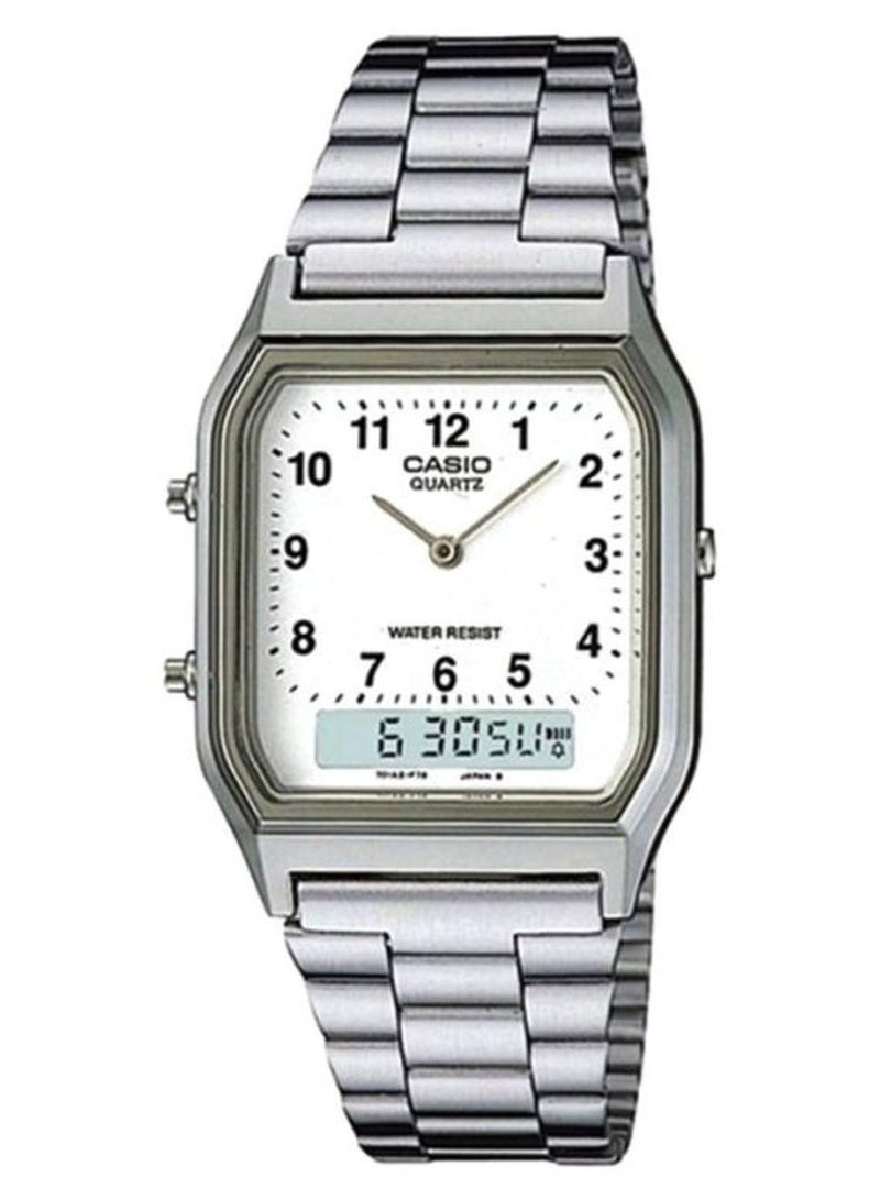 كاسيو ساعة يد بعقارب وسوار من الستانلس ستيل طراز AQ-230A-7BMQ( مقاس 28 مم - لون فضي رجال - Image 1