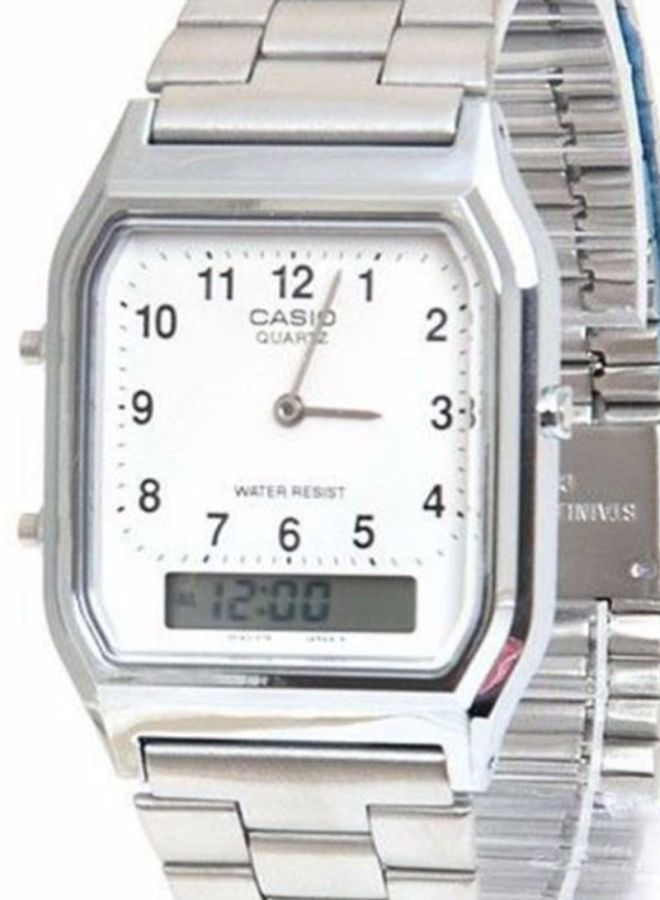 كاسيو ساعة يد بعقارب وسوار من الستانلس ستيل طراز AQ-230A-7BMQ( مقاس 28 مم - لون فضي رجال - Image 5