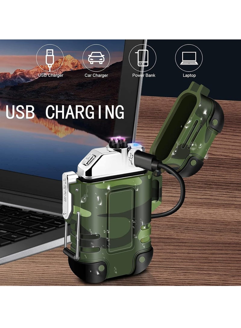 JOGAMS Dual Arc Lighter, Waterproof Electric Lighter USB Rechargeable, Windproof Plasma Lighter with Whistle Lanyard, Flameless Lighter for Camping, Hiking, Outdoor, Adventure - Image 4