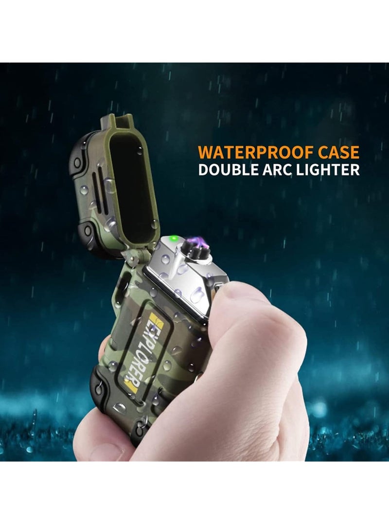 JOGAMS Dual Arc Lighter, Waterproof Electric Lighter USB Rechargeable, Windproof Plasma Lighter with Whistle Lanyard, Flameless Lighter for Camping, Hiking, Outdoor, Adventure - Image 5