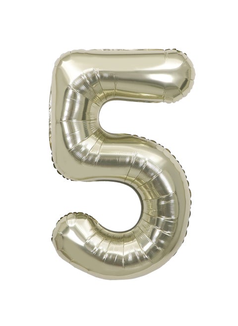 White Gold Foil Balloon Number 5 33"