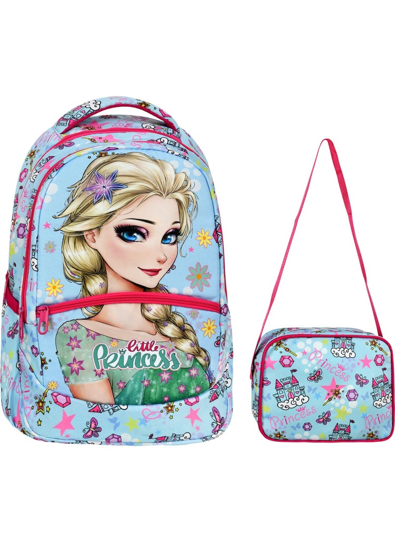 Çantaland Primary School Frozen Patterned Girls Primary School Bag + Lunch Box  - Image 1