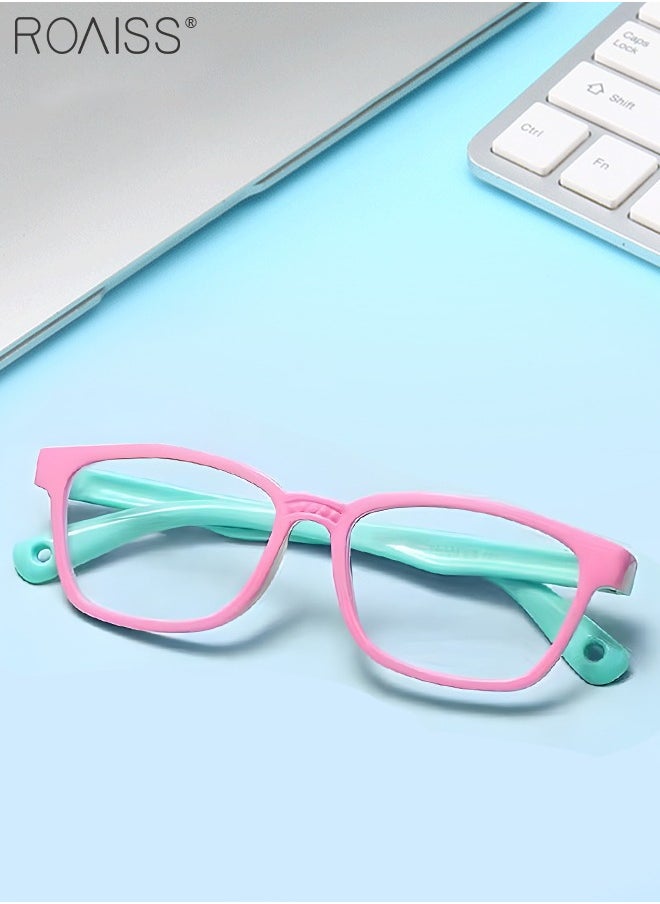 roaiss Kids Blue Light Blocking Glasses, Anti Eyestrain Computer Glasses, Gaming Eyewear UV400 Protection with Light Weight TPEE Frame for Boys Girls and Children Age 3-12, Pink Green  - Image 3