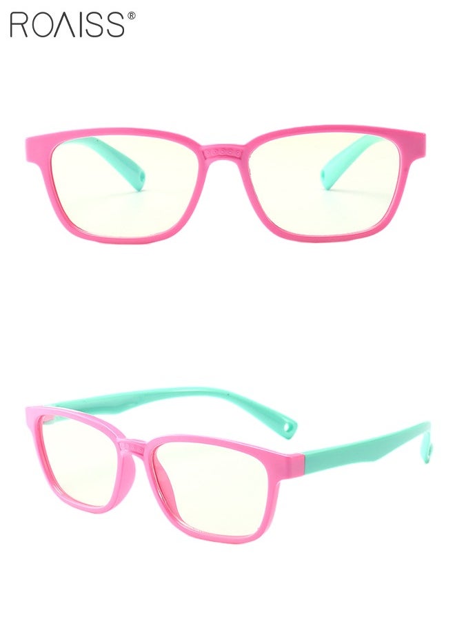 roaiss Kids Blue Light Blocking Glasses, Anti Eyestrain Computer Glasses, Gaming Eyewear UV400 Protection with Light Weight TPEE Frame for Boys Girls and Children Age 3-12, Pink Green  - Image 5