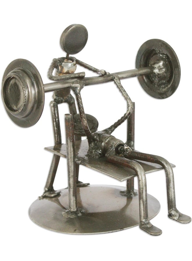 NOVICA NOVICA Recycled Auto Parts Sports Theme Iron Sculpture 625 Tall Rustic Weightlifter  - Image 3