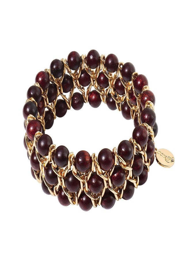 Coiris Glass Bead Crystal Wrap Bangle Bracelet with Alloy Elastic Cord Gifts for Women(BR-1228-Dark Black) - Image 1