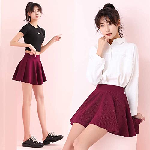 Mehrang Girl's/Women's Classic Stretchy All Time Trendy Skater Skirt with Attached Inner Shorts and Flared Inskirt (28, Maroon) - Image 4