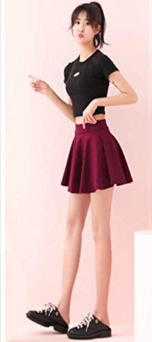 Mehrang Girl's/Women's Classic Stretchy All Time Trendy Skater Skirt with Attached Inner Shorts and Flared Inskirt (28, Maroon) - Image 5