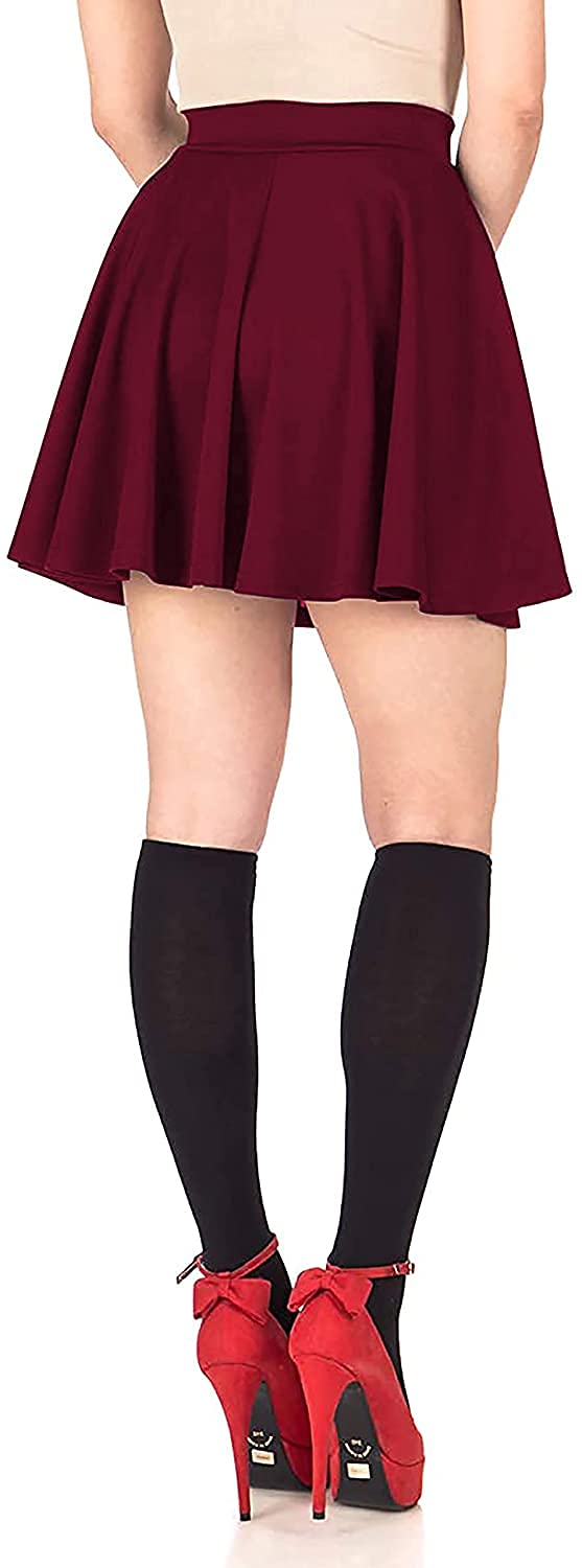 Mehrang Girl's/Women's Classic Stretchy All Time Trendy Skater Skirt with Attached Inner Shorts and Flared Inskirt (28, Maroon) - Image 3
