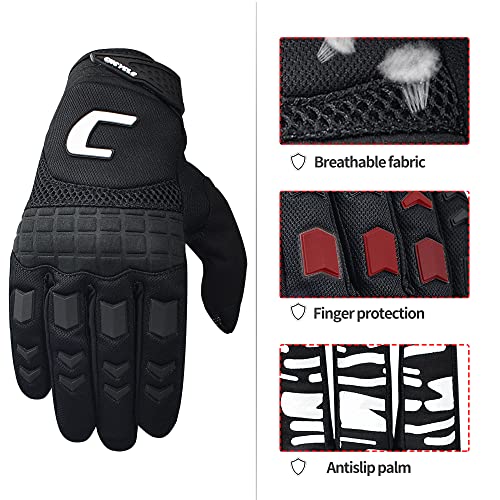 CHCYCLE Dirt Bike Gloves Mountain Bike Motocross Motorcycle Gloves for Men Motorbike ATV Racing Touch Screen Full Finger for Cycling BMX MTB MX (Medium, Black) - Image 2
