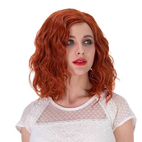 Aicos Orange Wig, Heat Resistant 35cm, Fashion Red Wig with Curly Ginger Hair for Daily Dress Carnival Party Masquerade Cosplay, with Free Wig Cap - Image 3