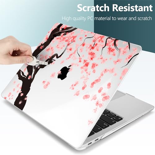 TWOLSKOO Cover for MacBook Air 13 inch 2021 2020 2019 2018, Cherry Blossoms Printed Hard Shell Case & Keyboard Skin & Screen Protector for MacBook Air 13 A2337 M1 A1932 A2179 - Image 4