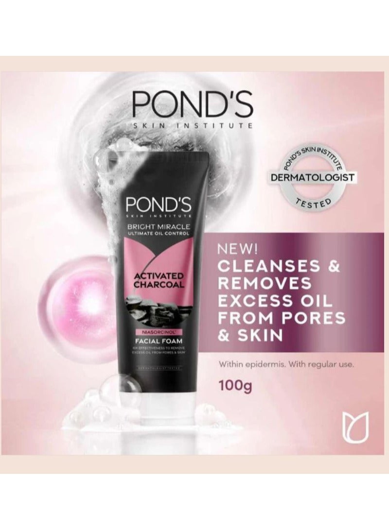Pond's Bright Miracle Ultimate Oil Control Activated Charcoal Facial Foam 100g - Image 4