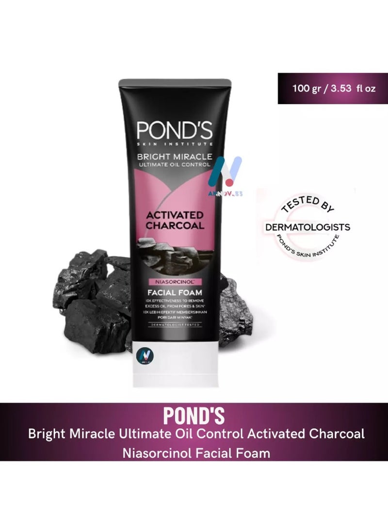 Pond's Bright Miracle Ultimate Oil Control Activated Charcoal Facial Foam 100g - Image 1