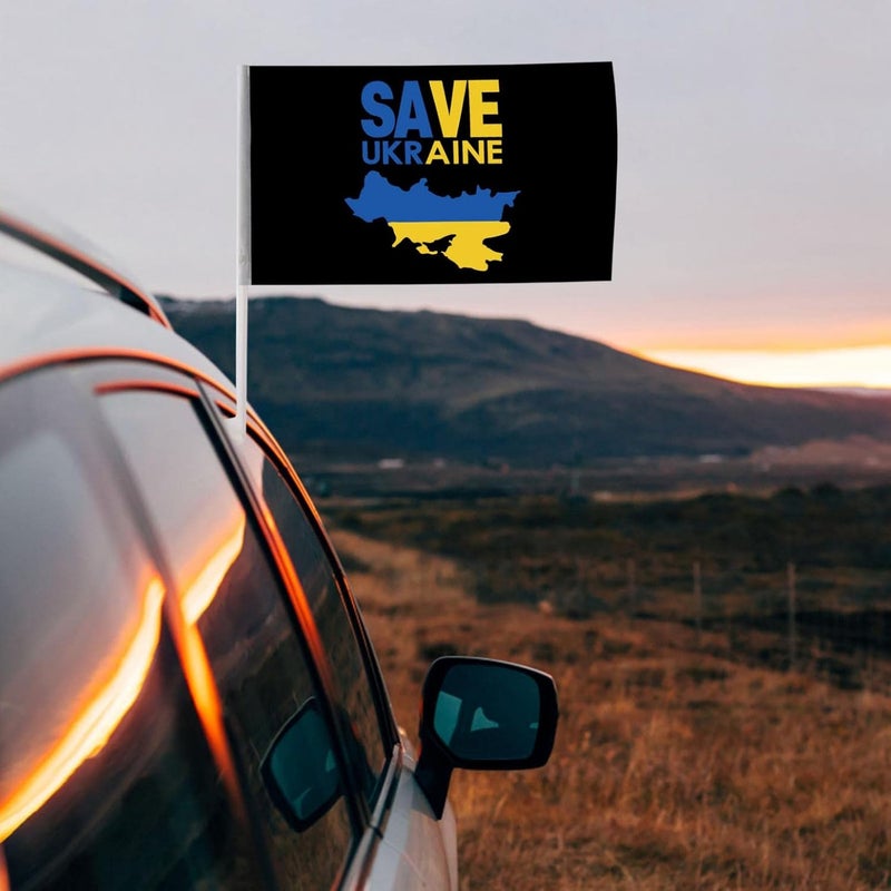 klarako Ukraine Car Flag 18'' X 12'' I Stand With Ukraine Car Flag Double Sided Window Clip Flag Fade Resistant Ukrainian National Flags Car Decoration Banner (2PCS save ukraine) - Image 2