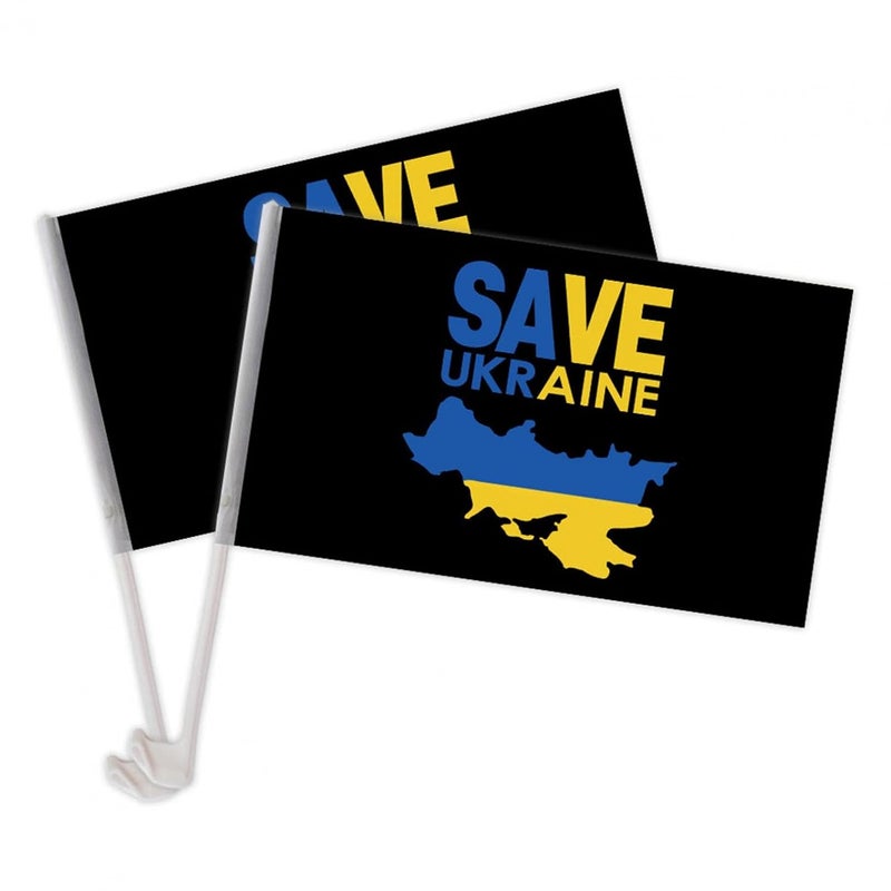 klarako Ukraine Car Flag 18'' X 12'' I Stand With Ukraine Car Flag Double Sided Window Clip Flag Fade Resistant Ukrainian National Flags Car Decoration Banner (2PCS save ukraine) - Image 1