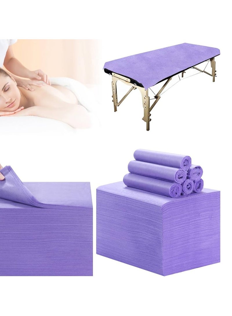 LA PERLA TECH  50 PICS Disposable Massage Table Sheets, Spa Bed Sheets Bed Cover Non-woven Fabric, Spa Bed Covers for Esthetician, Waxing, Lash Bed, Salon Table 180cm x 80cm, Purple - Image 1