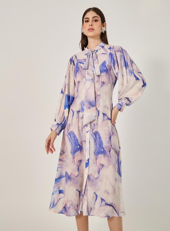 ستايلي فستان بفيونكة زهور - Image 3