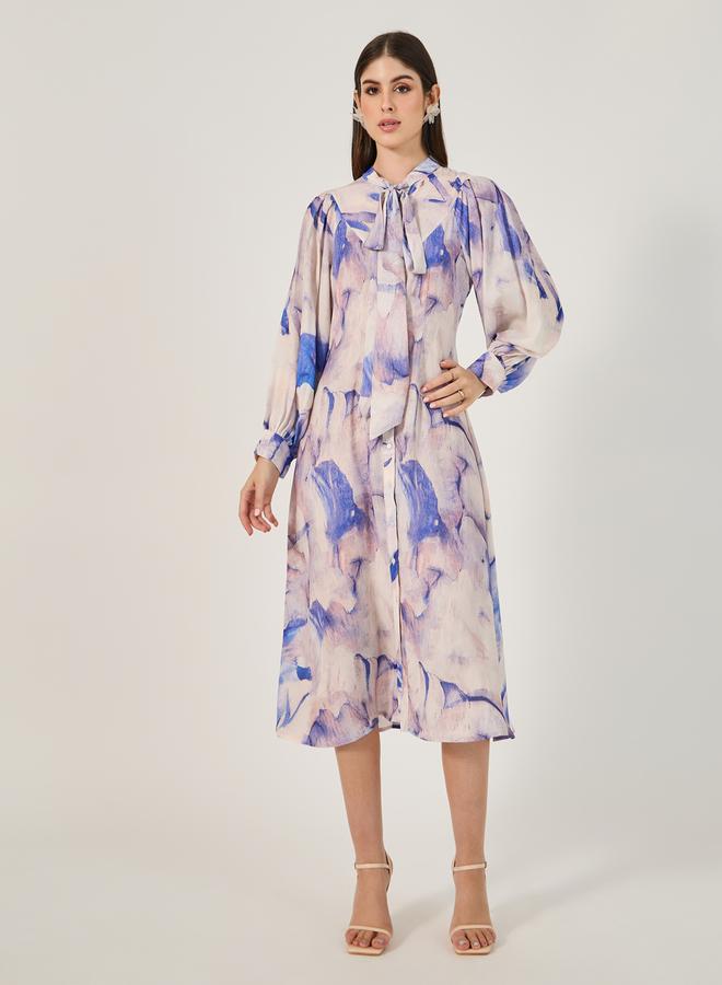 ستايلي فستان بفيونكة زهور - Image 2