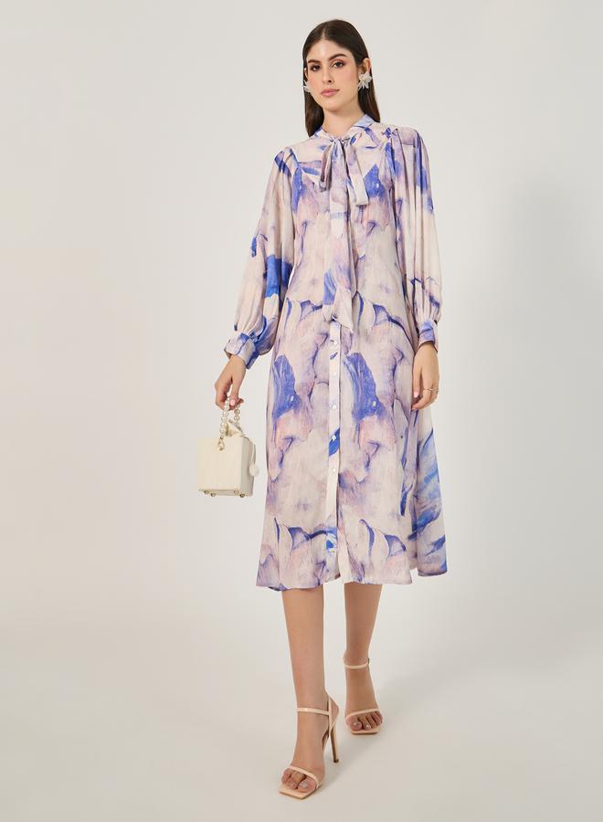 ستايلي فستان بفيونكة زهور - Image 1