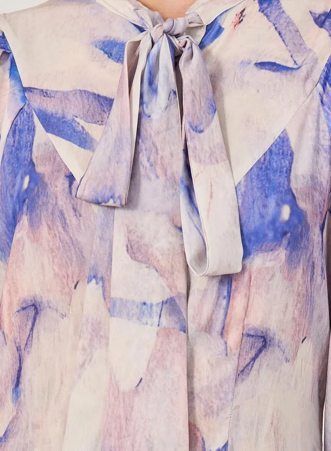 Styli Floral Pussybow Dress