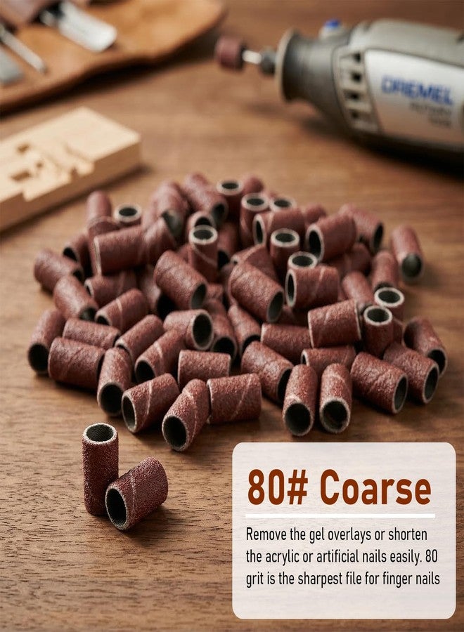 Skrfren 100 Pcs Nail Sanding Bands for Nail Drill with 3/32" Mandrel Nails Drill Bit, 80 Coarse Grit Small Sanding Bands for Acrylic Nails Gel Removing Shaping Polishing Manicure Pedicure - Image 3