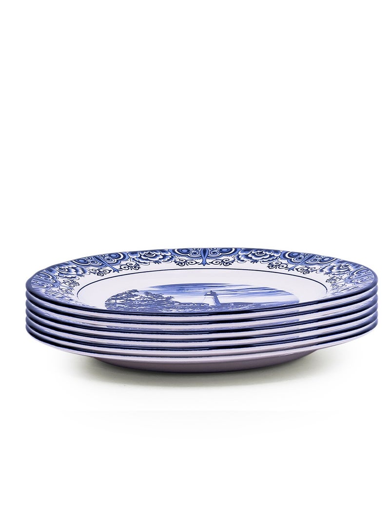 Claytan Lighthouse Blue 10.5-Inch Ceramic Dinner Plate (Set of 6) - Image 2