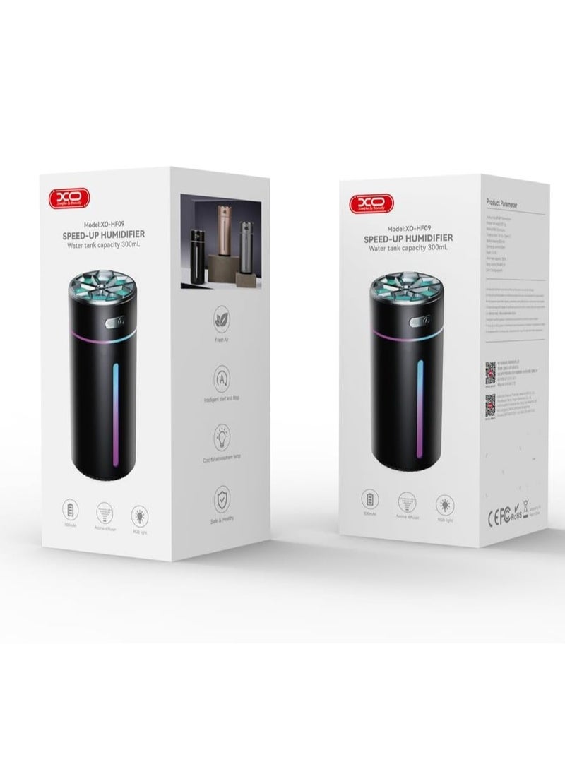 ELTRAZONE XO HF09 300ML RGB Light Car Air Purifier & Freshener – Efficient Air Cleaner for Car, Home, Office, and Bedroom, Compact Design, USB Powered, Quiet Operation, Multi-Function Purification, Aromatherapy with LED RGB Lights, HEPA Filter for Clean Air - Image 1