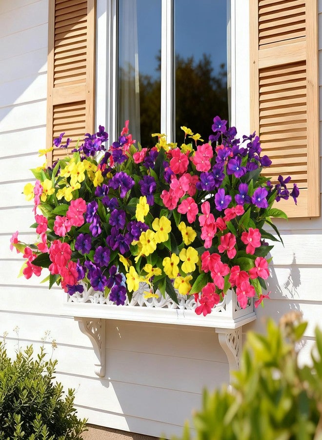 ZFProcess Artificial Impatiens Flowers for Outdoors, 6 Bundles Multicolor Silk Fake Flowers for Spring Summer Decoration, UV Resistant Faux Plants Plastic Bouquet for Home Planter Porch Patio Yard Decor - Image 3