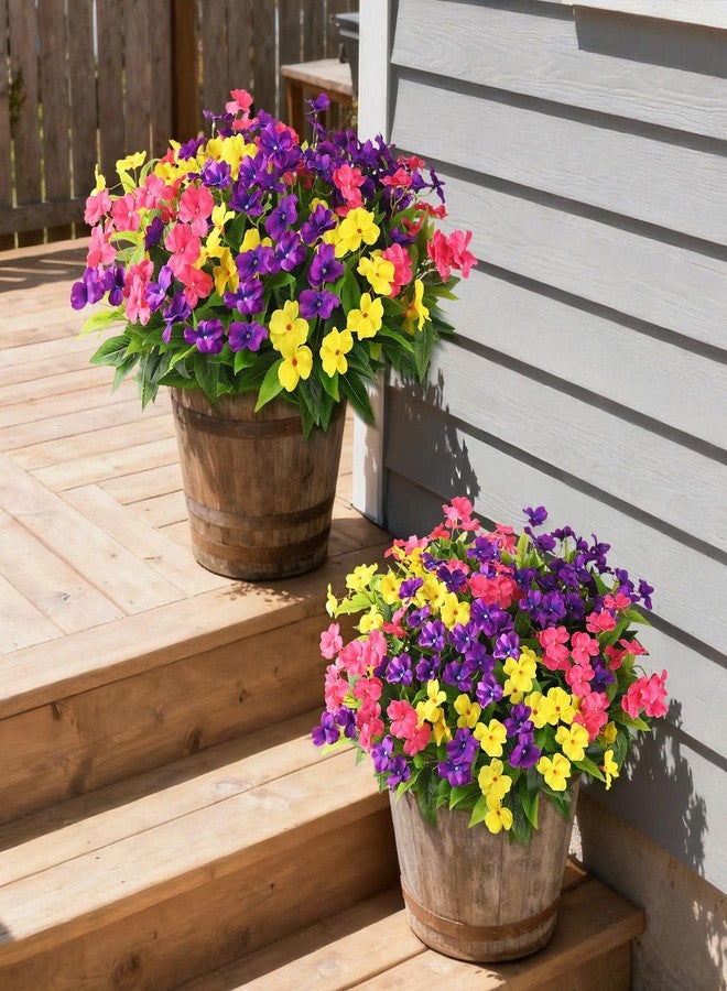 ZFProcess Artificial Impatiens Flowers for Outdoors, 6 Bundles Multicolor Silk Fake Flowers for Spring Summer Decoration, UV Resistant Faux Plants Plastic Bouquet for Home Planter Porch Patio Yard Decor - Image 4