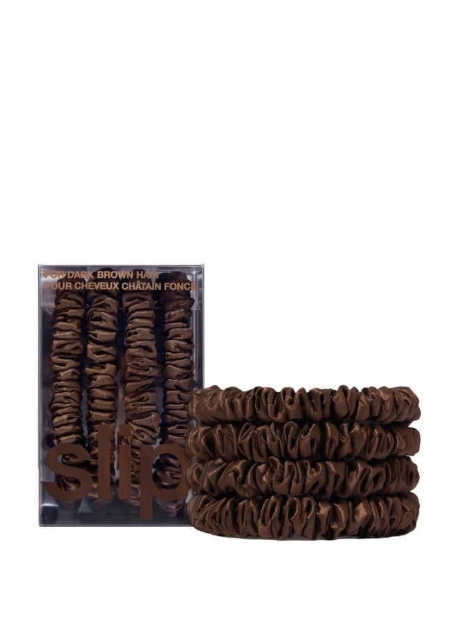 Slip Pure Silk Skinny Scrunchies - Dark Brown - Image 1
