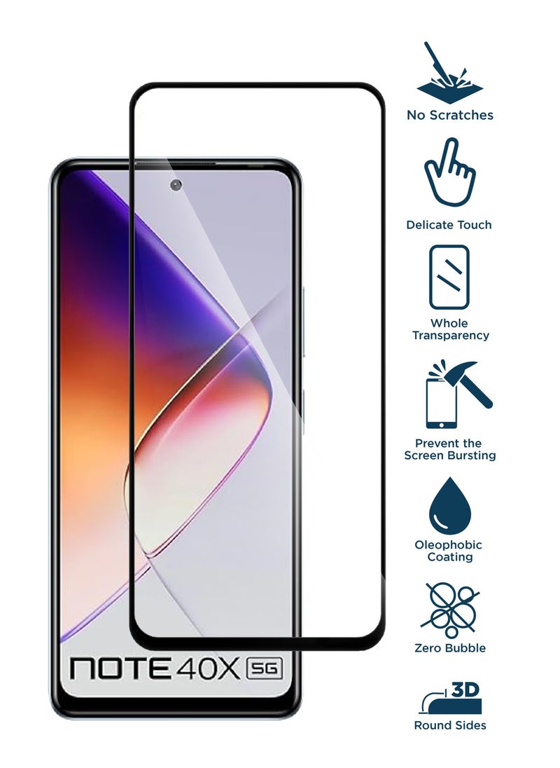 Jetech Infinix Note 40x 5G - Glass Screen Protector Tempered Glass -Black  - Image 3