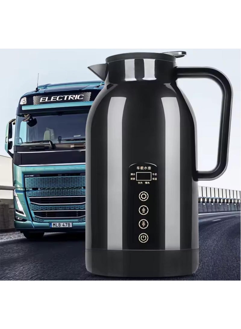 BlueFire Portable Electric Car Kettle Boiler 12V/24V, 1300ml Digital Heating Kettle for Car Travel, Touch Control Temperature Display, Stainless Steel Inner, Fast Heating Water Boiler for Coffee Tea Hot Water Self Driving Tour - Image 3