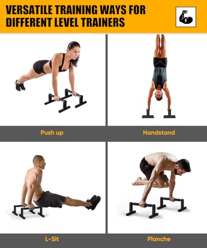 Fiwithy Push Up Bars | Heavy Duty Parallettes Dip Bar with Non-slip Grips for Calisthenics Planche L Sit Handstand Fitness Floor Workout, Pushup Station Handles Stand for Gym Strength Training, Black - Image 5