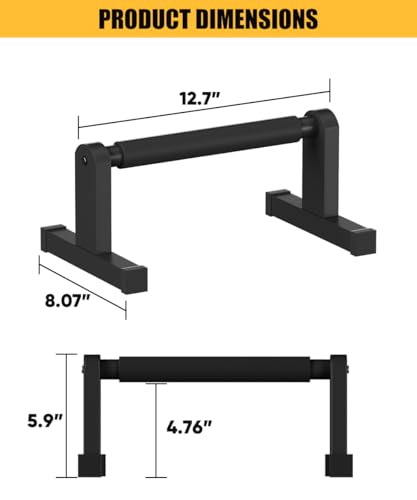 Fiwithy Push Up Bars | Heavy Duty Parallettes Dip Bar with Non-slip Grips for Calisthenics Planche L Sit Handstand Fitness Floor Workout, Pushup Station Handles Stand for Gym Strength Training, Black - Image 2