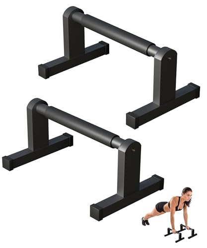 Fiwithy Push Up Bars | Heavy Duty Parallettes Dip Bar with Non-slip Grips for Calisthenics Planche L Sit Handstand Fitness Floor Workout, Pushup Station Handles Stand for Gym Strength Training, Black - Image 1