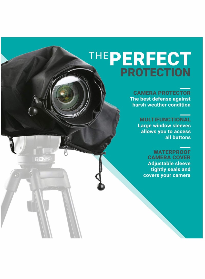 Professional Nylon Camera Rain Cover with Enclosed Hand Sleeves, Photo Accessories for Photography Gear - Image 2