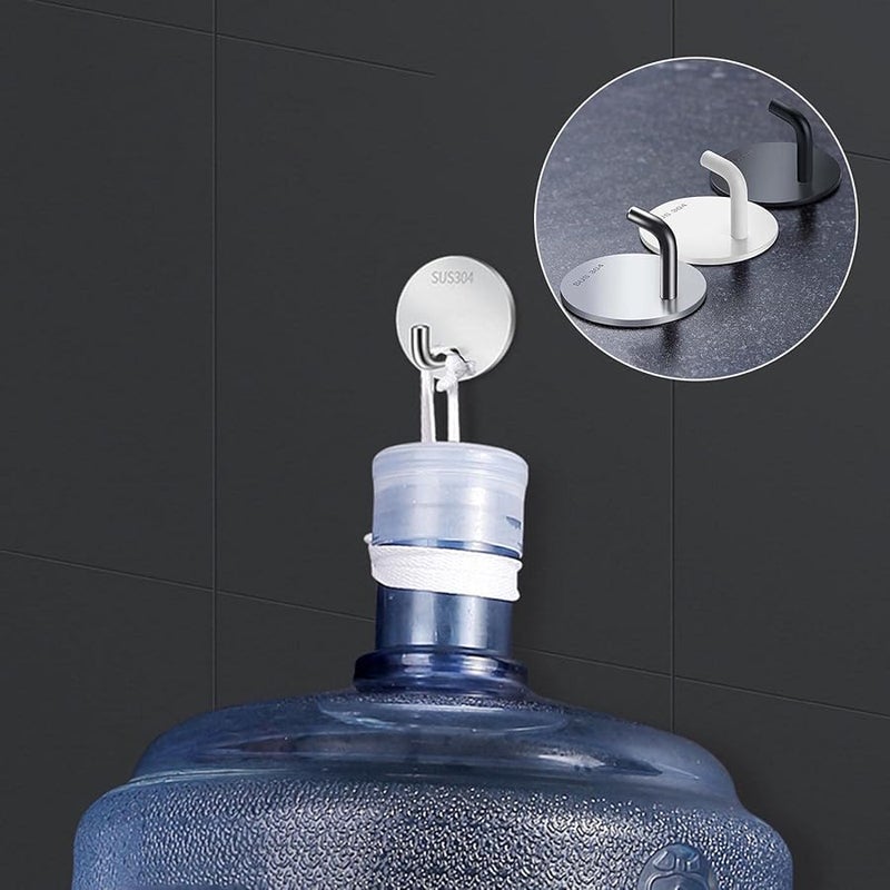 خطافات حائطية من الفولاذ المقاوم للصدأ الفضي، رف ملابس، منظّم تخزين، موفر للمساحة - Image 3