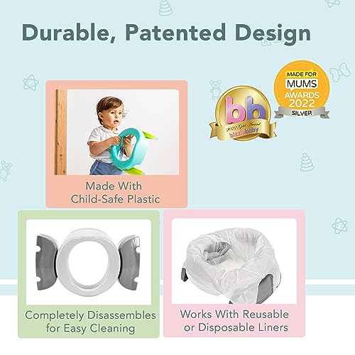 Kalencom Potette Plus 2-in-1 Travel Potty and Trainer Seat - Dual-Purpose Potty Training Toilet Seat - Portable Potty for Toddler Travel - With Durable, Lock-In Legs and Splash Guard - Red - Image 4