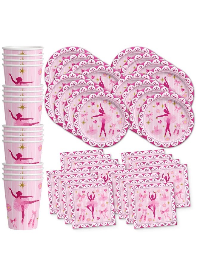 Birthday Galore Little Ballerina Birthday Party Supplies Set Plates Napkins Cups Tableware Kit for 16  - Image 1