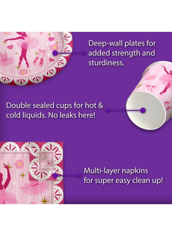 Birthday Galore Little Ballerina Birthday Party Supplies Set Plates Napkins Cups Tableware Kit for 16  - Image 5
