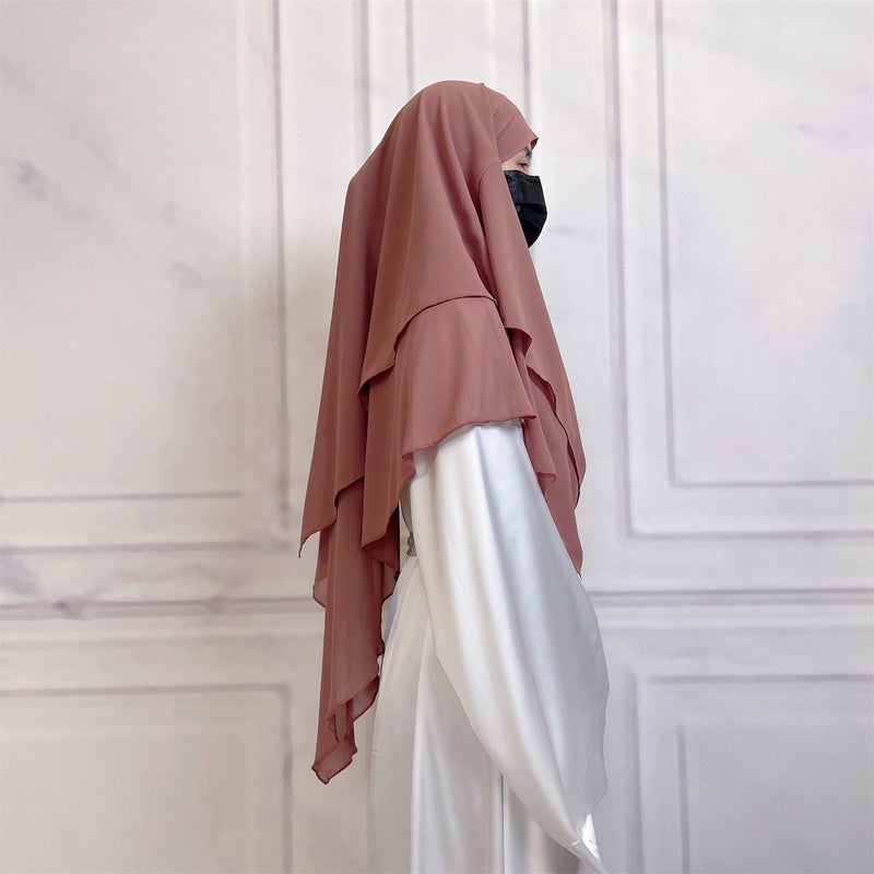 Casual Style Plain Double-Layer Chiffon Headscarf - Image 2