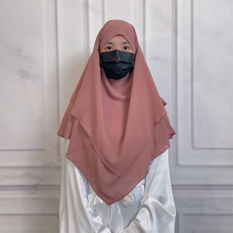 Casual Style Plain Double-Layer Chiffon Headscarf - Image 1