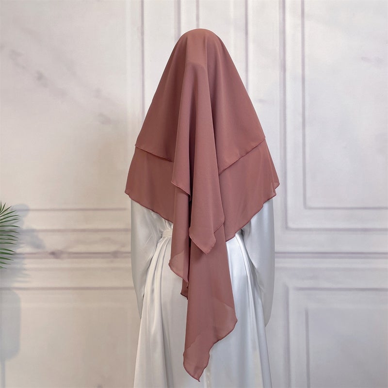 Casual Style Plain Double-Layer Chiffon Headscarf - Image 3