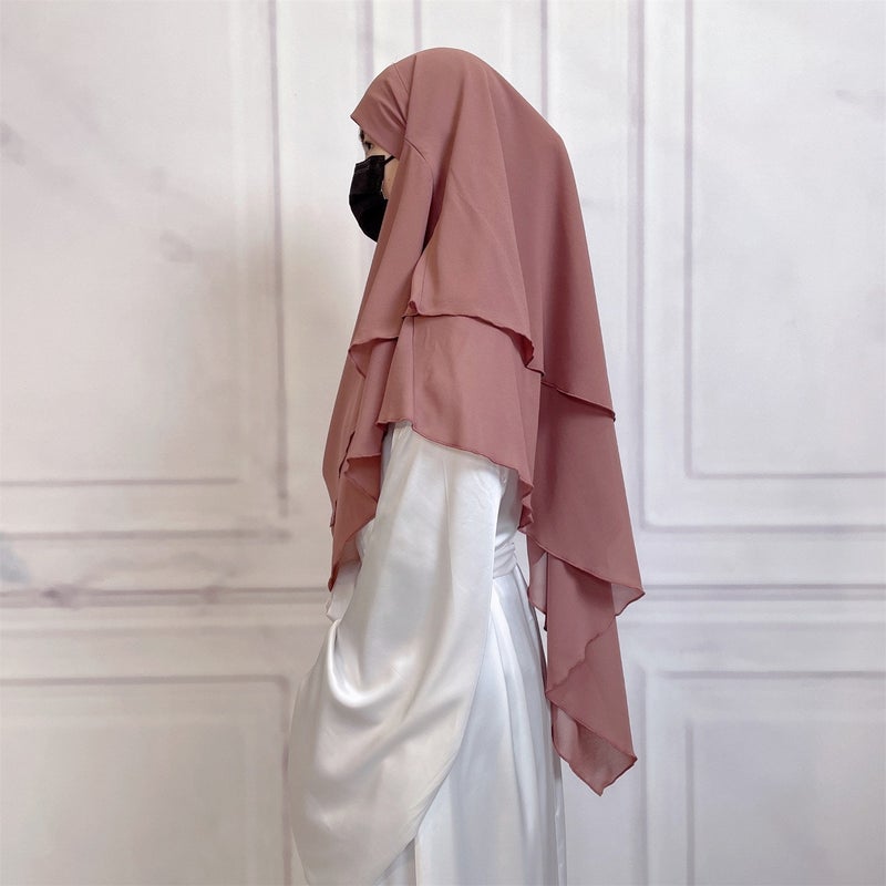 Casual Style Plain Double-Layer Chiffon Headscarf - Image 5